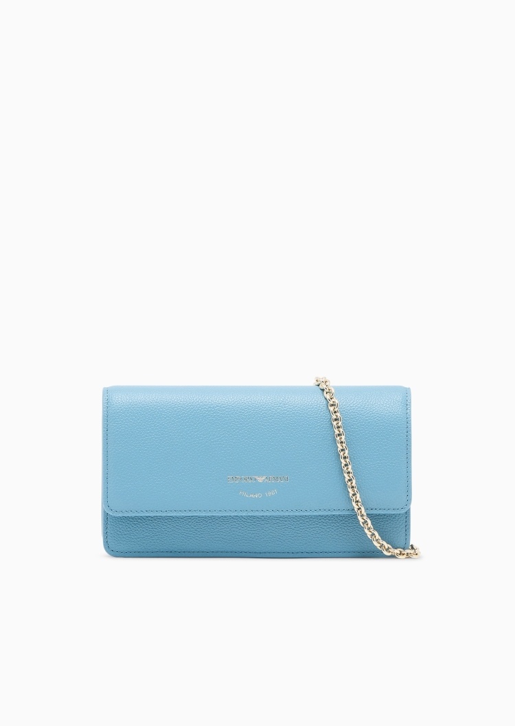 Emporio Armani 女士牛皮革翻盖横款可拆链条斜挎单肩迷你包
