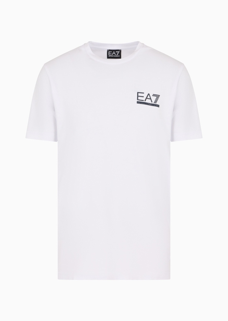 EA7 男士弹力重磅合身短袖圆领撞色印花网球T恤