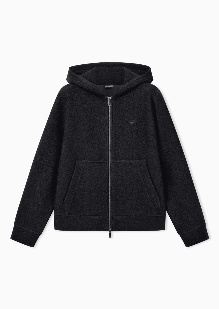 Emporio Armani 男士长袖连帽拉链鹰标刺绣休闲夹克