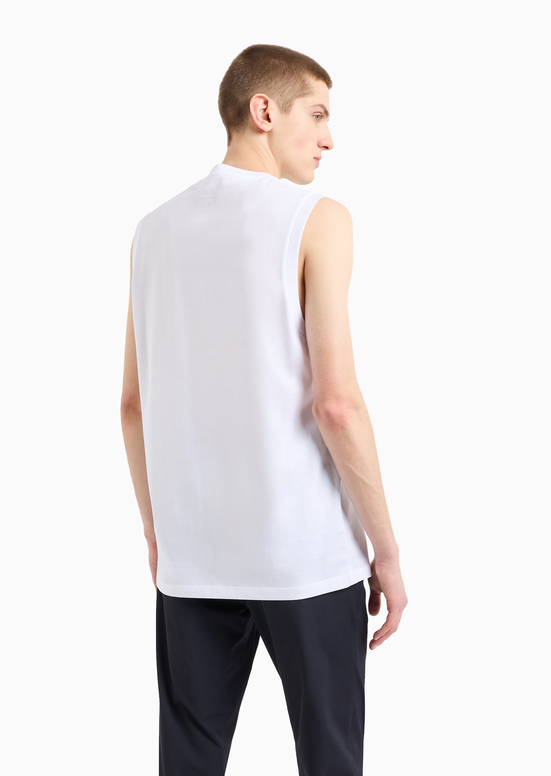 ARMANI EXCHANGE 男士全棉合身无袖圆领纯色休闲背心