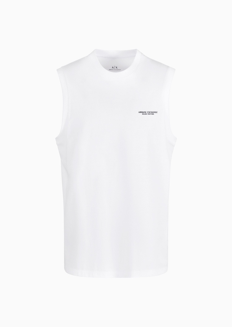 ARMANI EXCHANGE 男士全棉合身无袖圆领纯色休闲背心