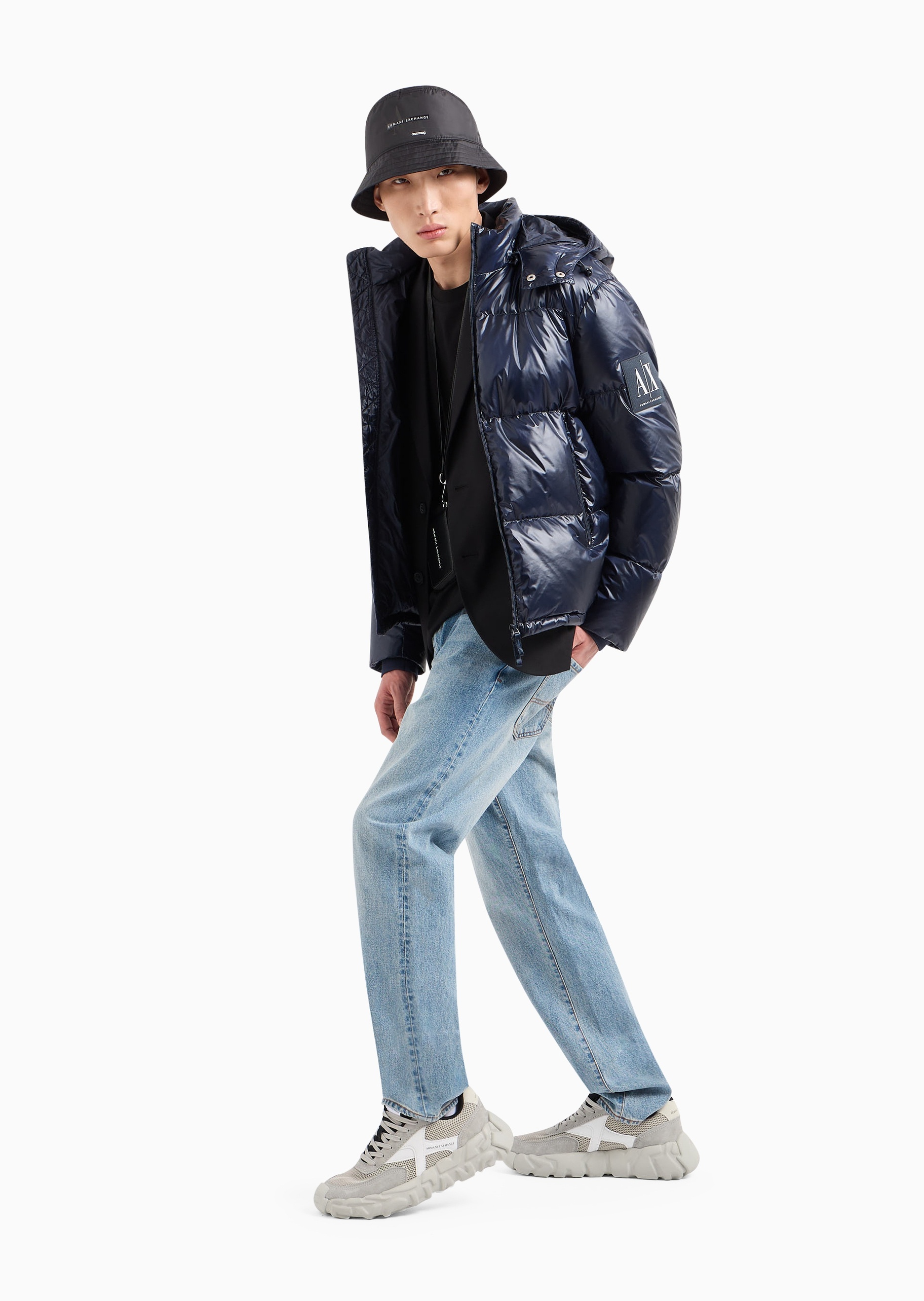 ARMANI EXCHANGE 男士全棉合身无袖圆领纯色休闲背心