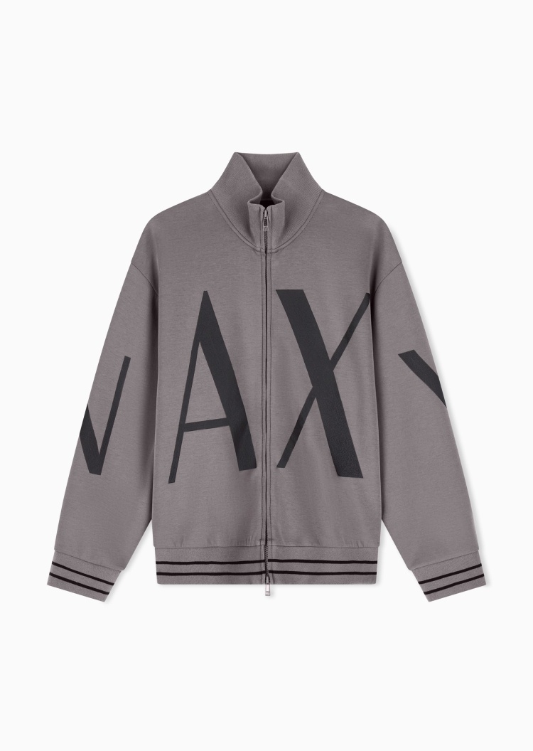 ARMANI EXCHANGE 男士微弹合身长袖立领拉链撞色印花卫衣外套