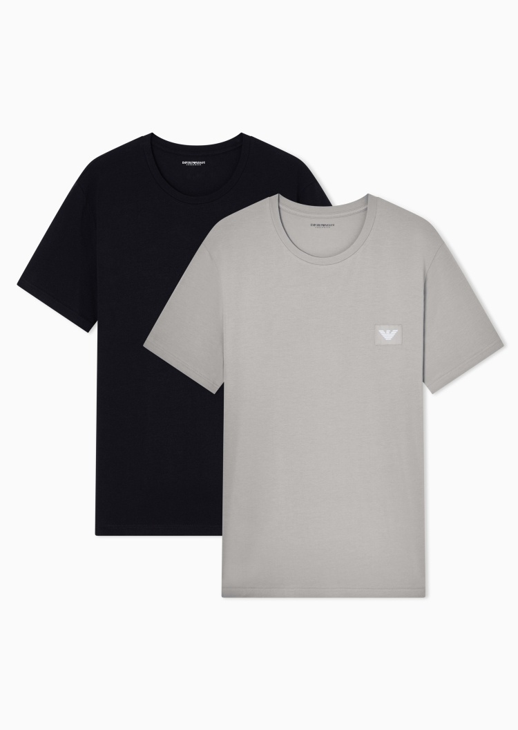 Emporio Armani 男士弹力短袖圆领两件装家居T恤套装