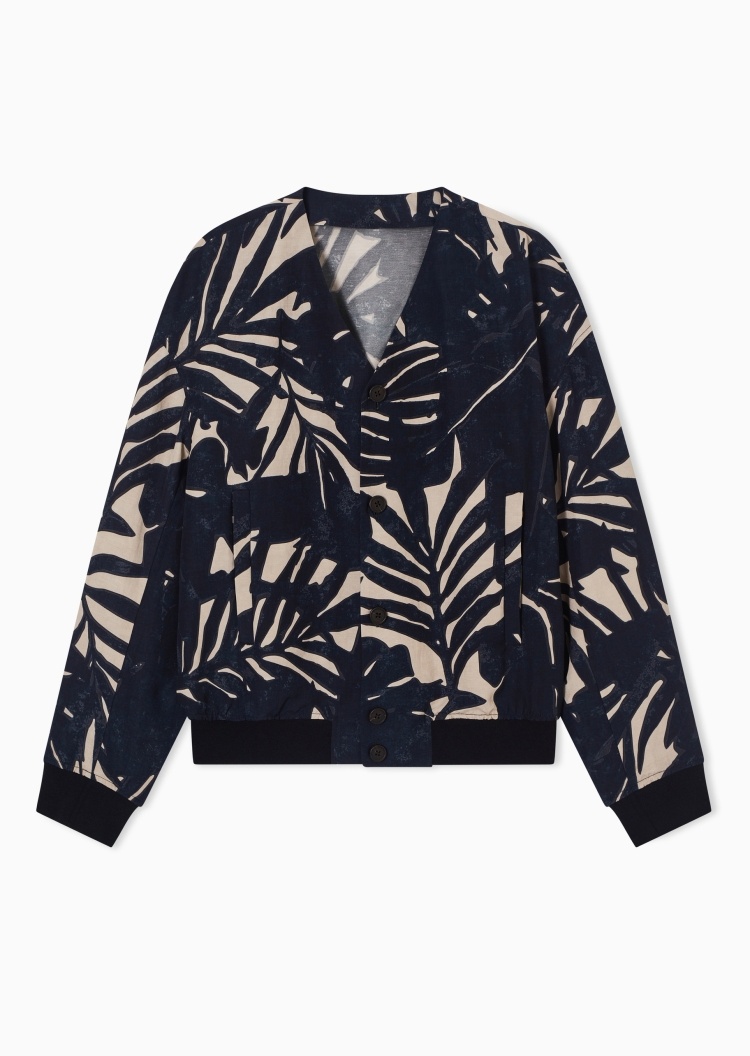 Emporio Armani 男士V领撞色复古衬衫式夹克外套