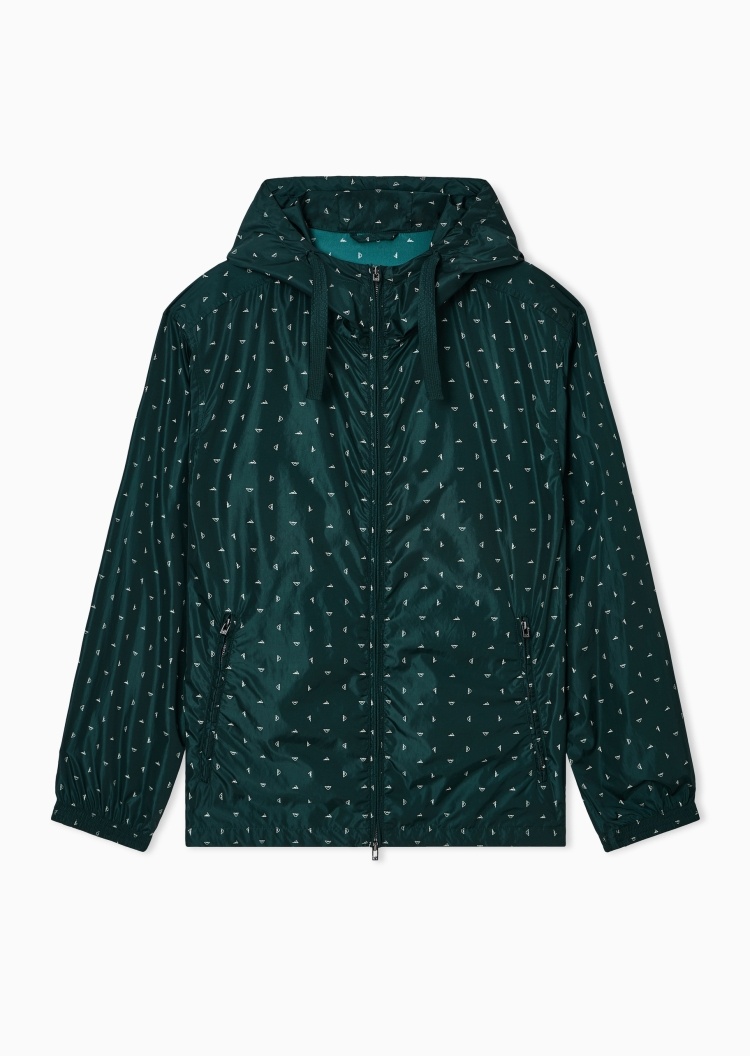 Emporio Armani 男士连帽拉链满印轻量夹克外套