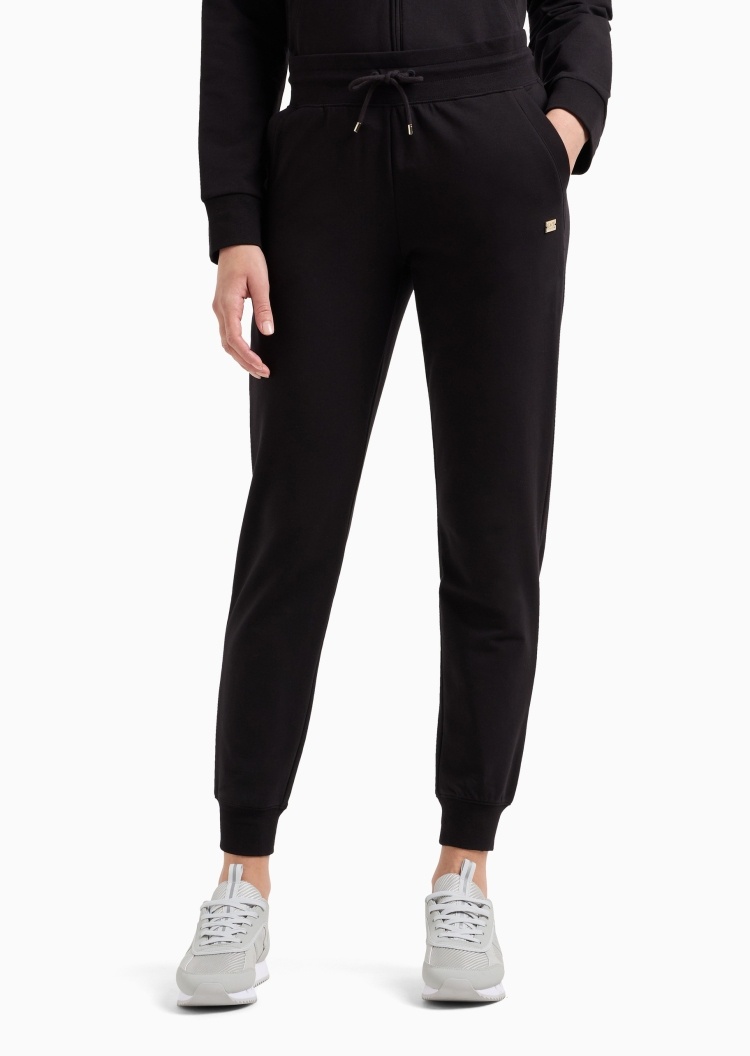 EA7 女士宽松纯棉束脚重磅弹力户外健身运动卫裤