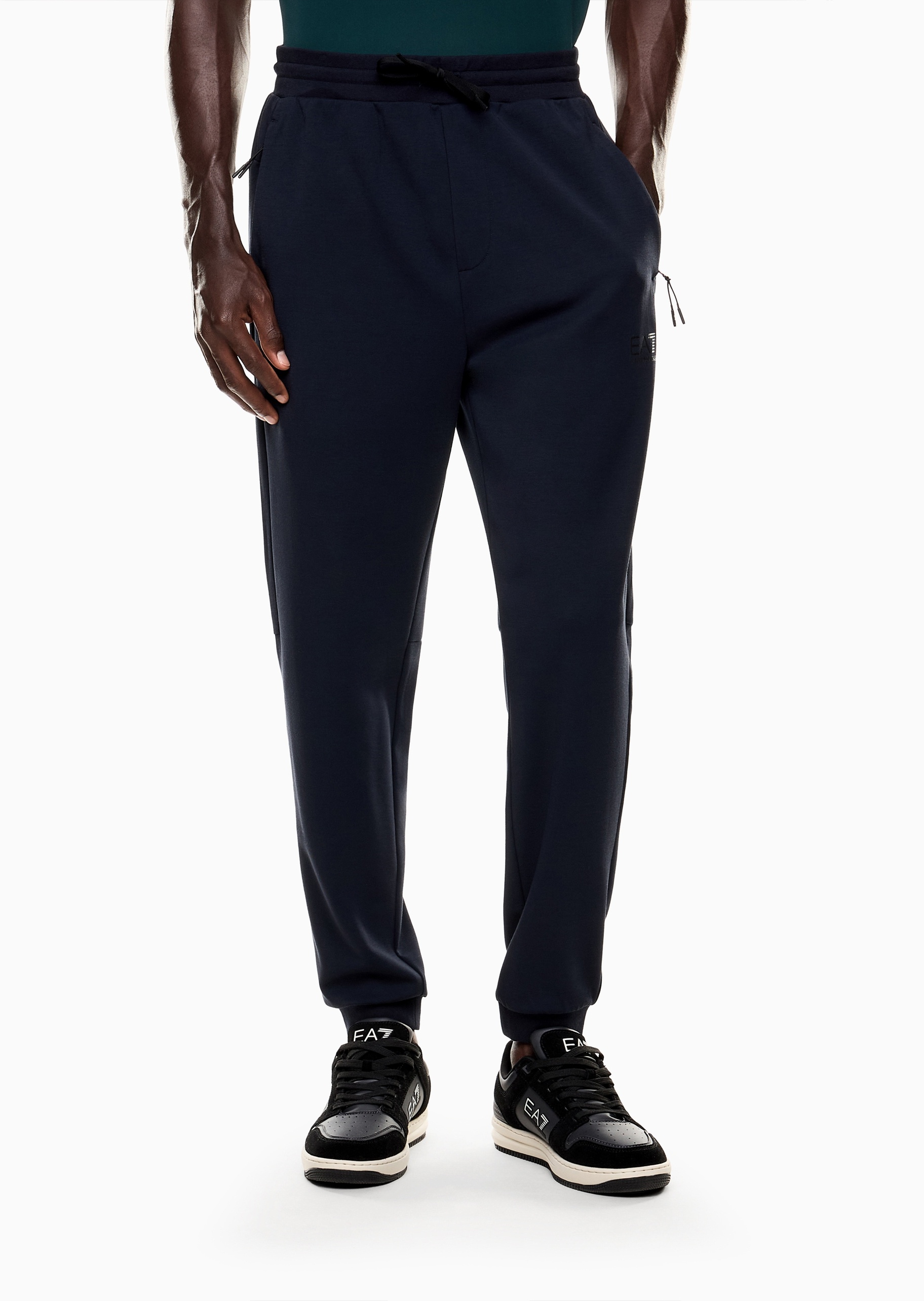 EA7 男士宽松跑步户外弹力棉重磅运动卫裤