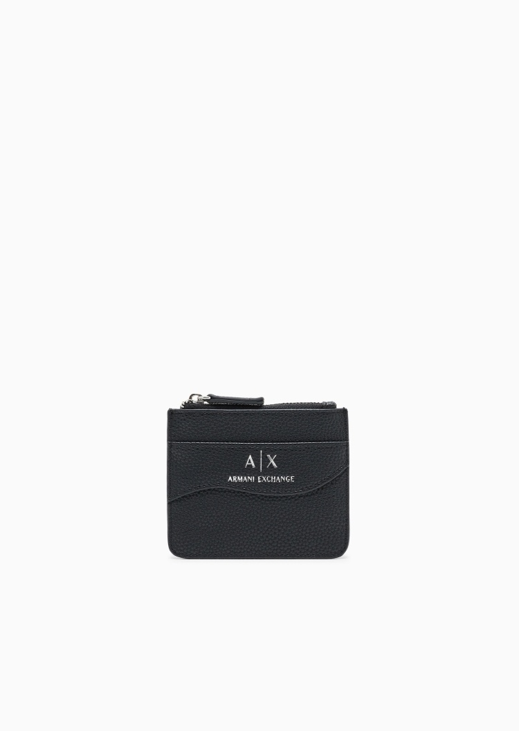 ARMANI EXCHANGE 女士拉链扁平多卡位鹿皮纹手拿卡夹