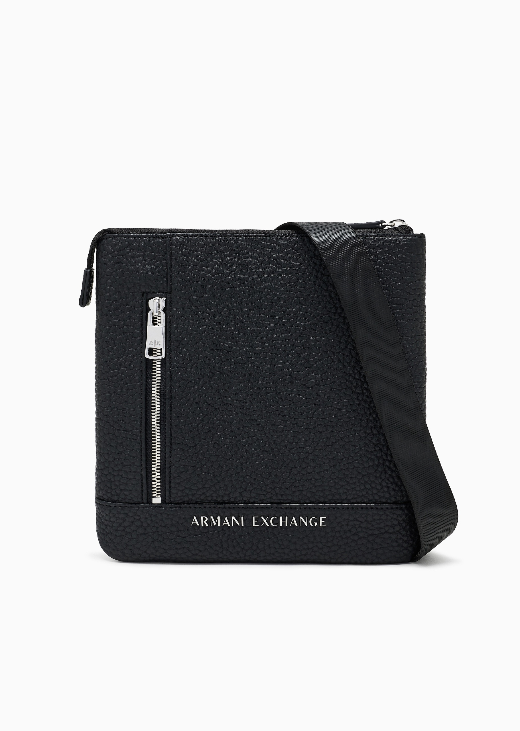 ARMANI EXCHANGE 男士拉链扁平方形鹿皮纹斜挎邮差包