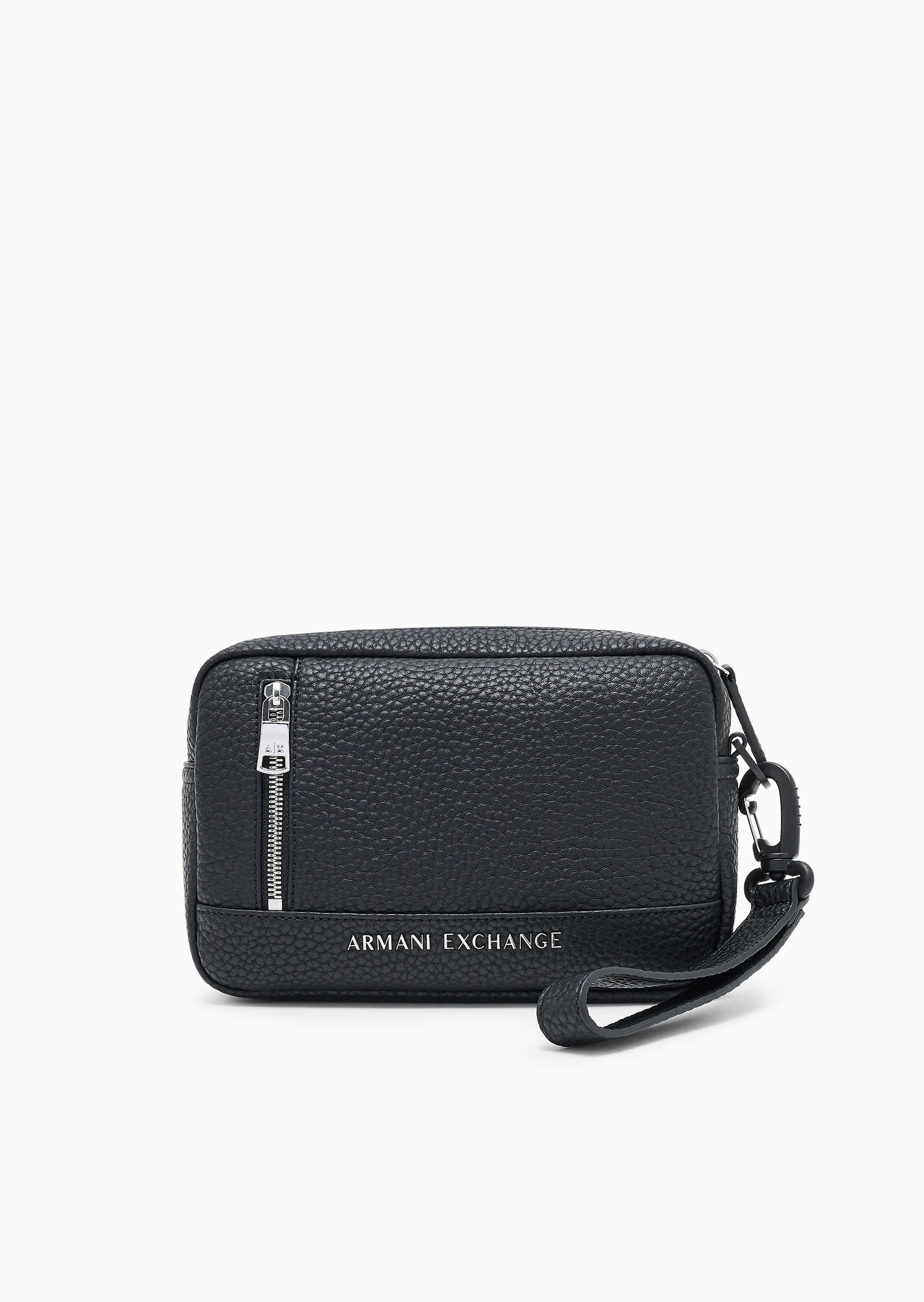 ARMANI EXCHANGE 男士拉链可拆腕带鹿皮纹手提手拿包