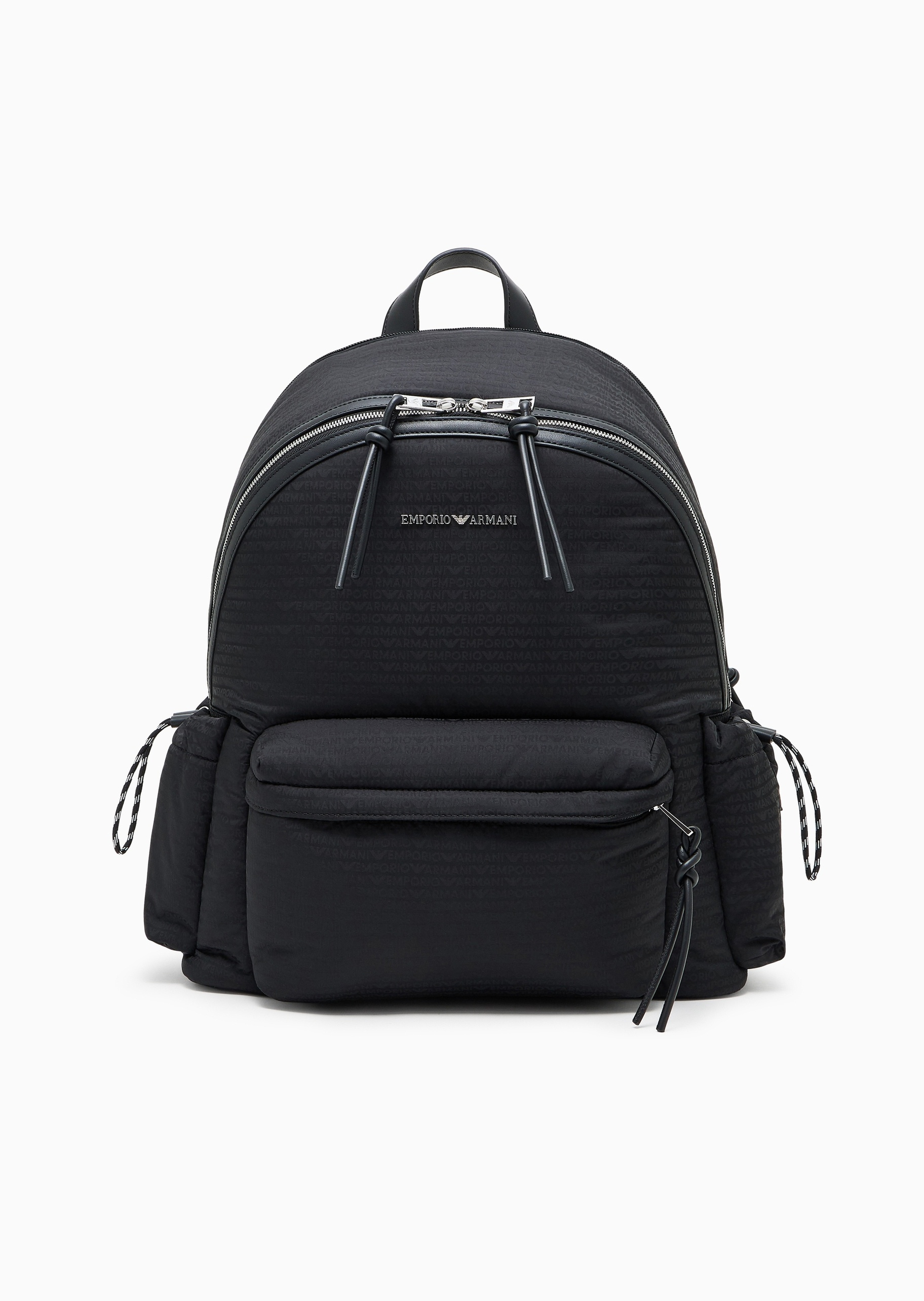 Emporio Armani 男士拉链可调节肩带老花手提双肩包
