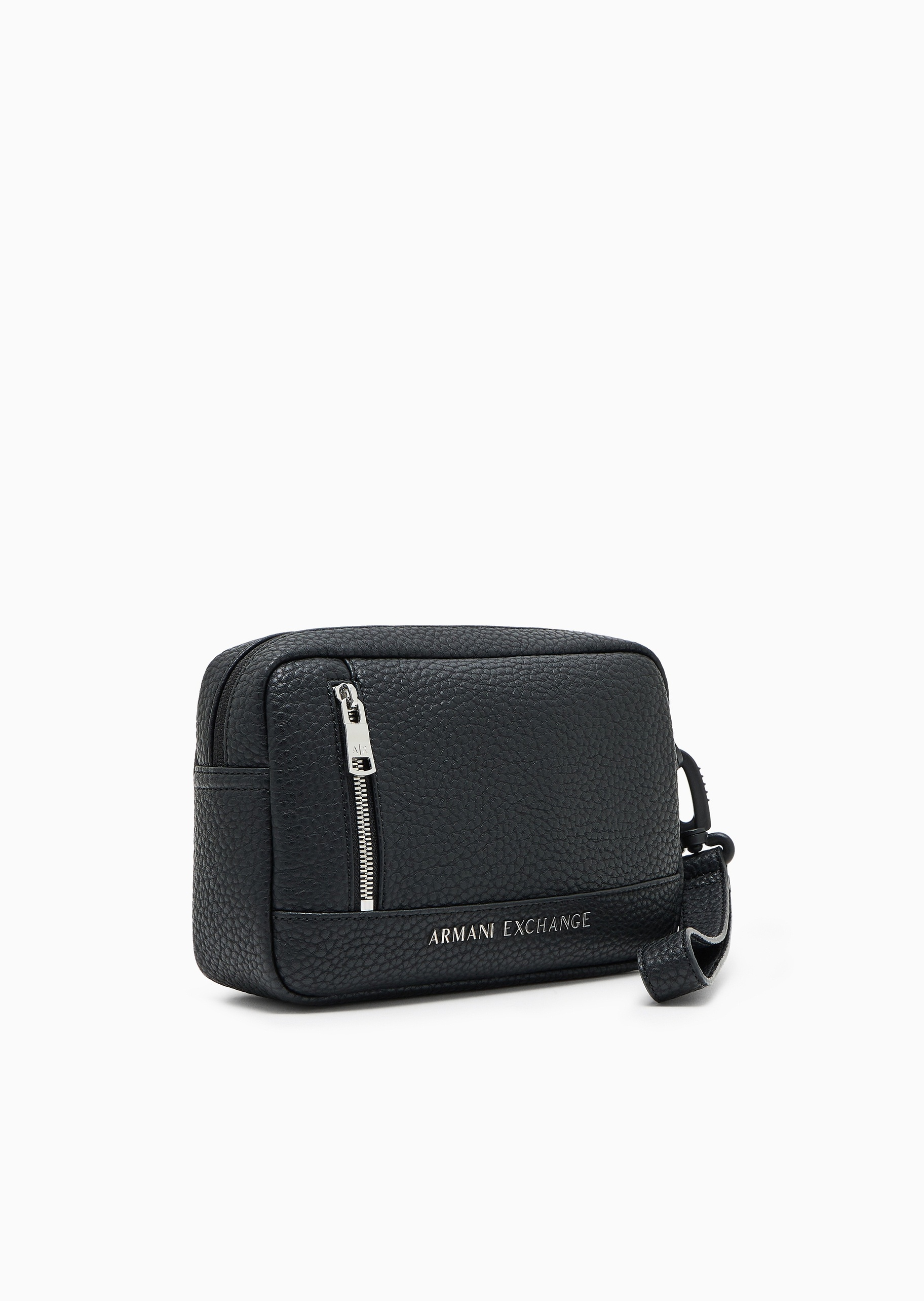 ARMANI EXCHANGE 男士拉链可拆腕带鹿皮纹手提手拿包