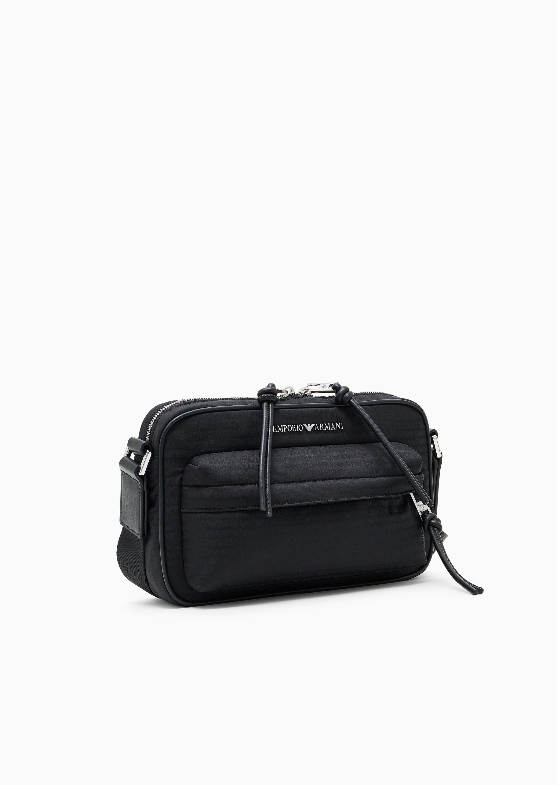 Emporio Armani 男士拉链横款可调节老花单肩斜挎包