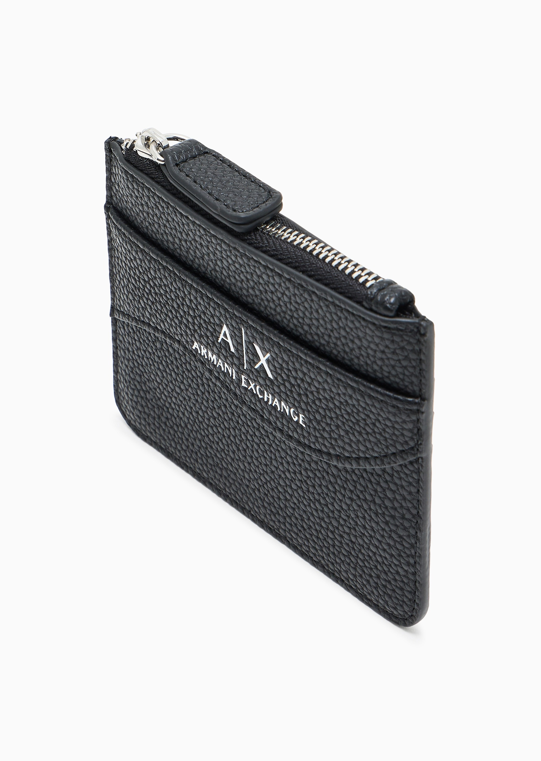 ARMANI EXCHANGE 女士拉链扁平多卡位鹿皮纹手拿卡夹