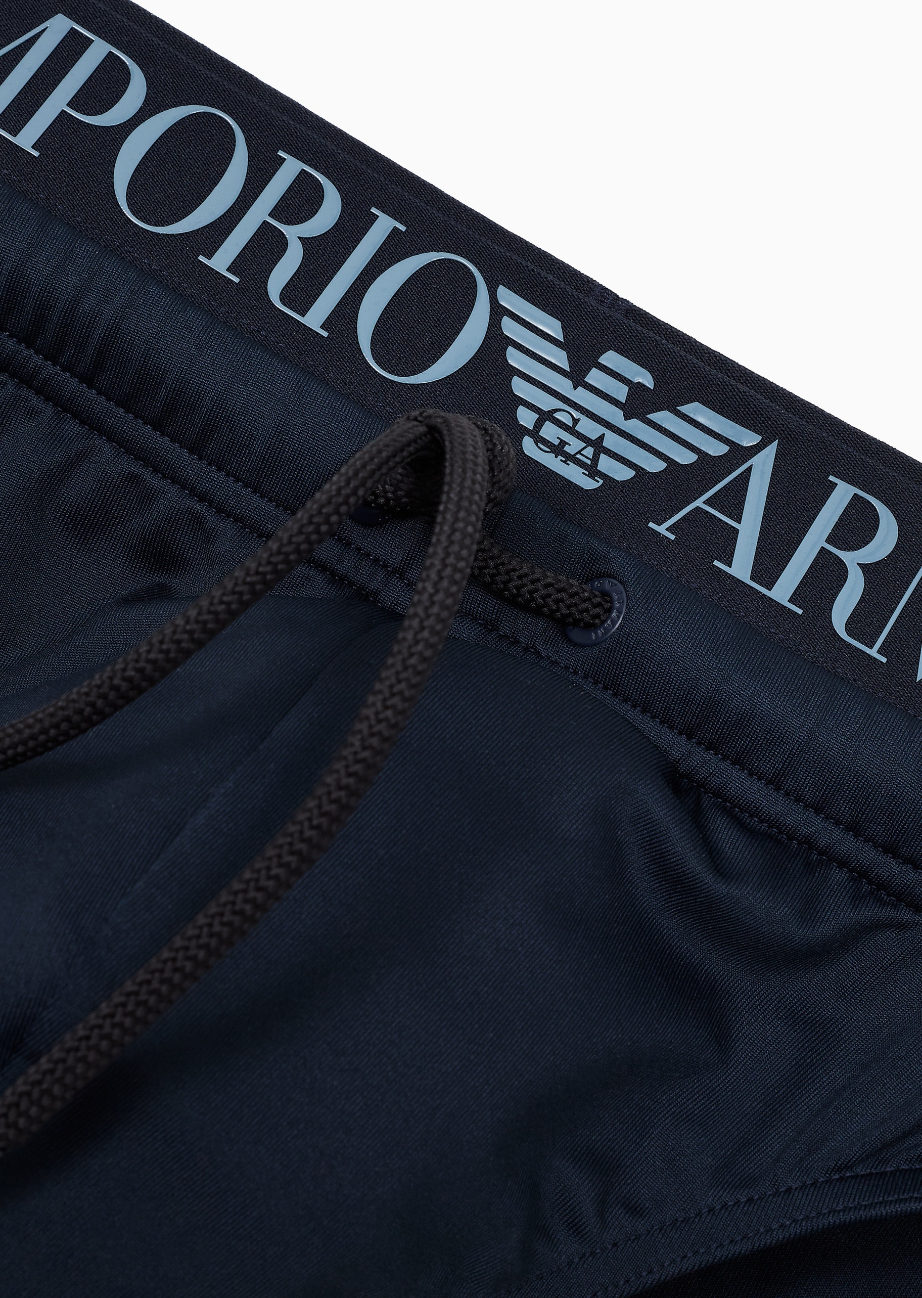 Emporio Armani 男士弹力高腰系带三角LOGO饰边泳裤
