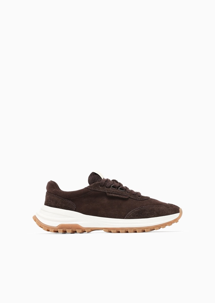 Emporio Armani 男士系带低帮轻户外拼接运动休闲鞋