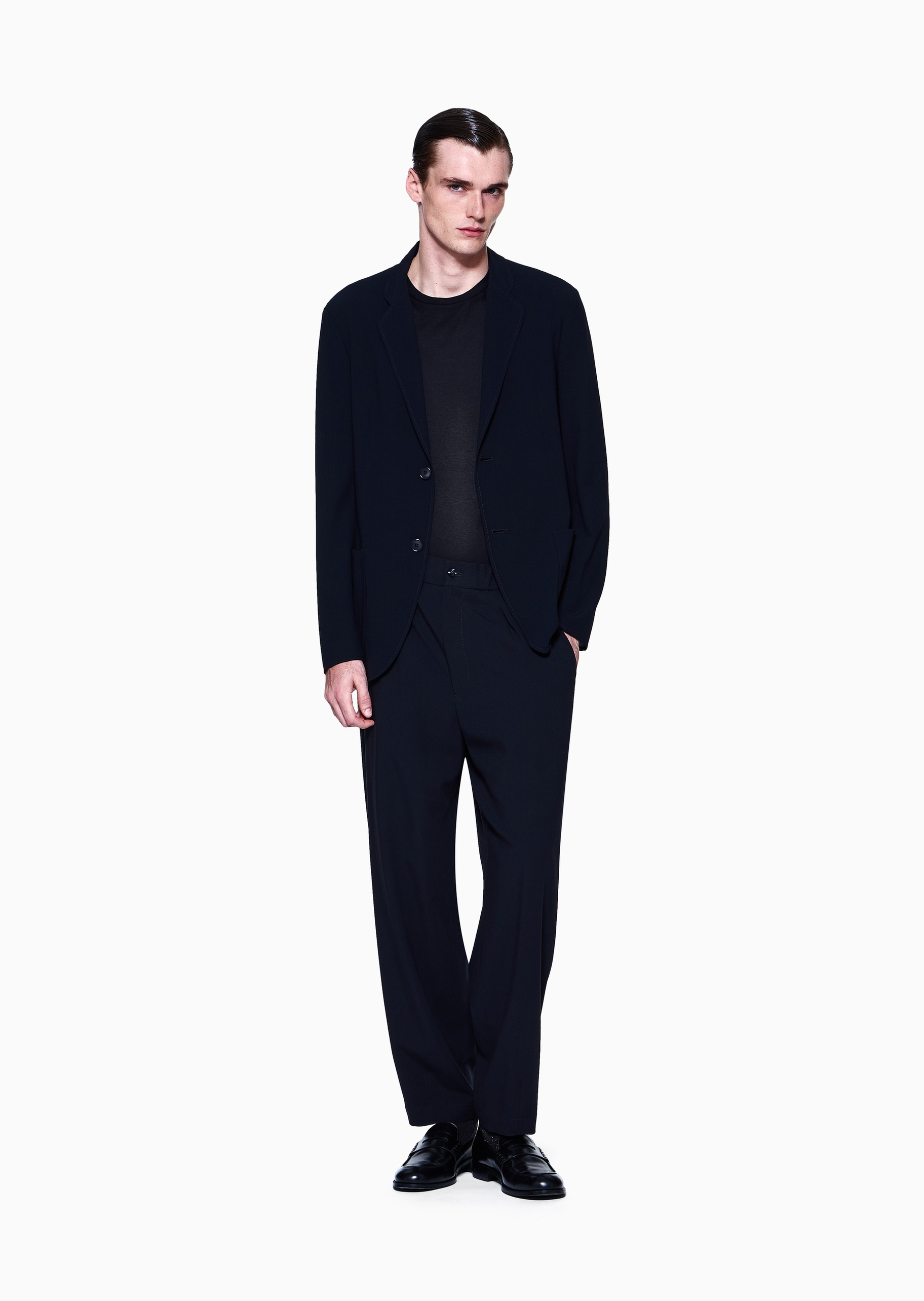 Giorgio Armani 男士全绵羊毛合身长袖平驳领单排扣西装外套