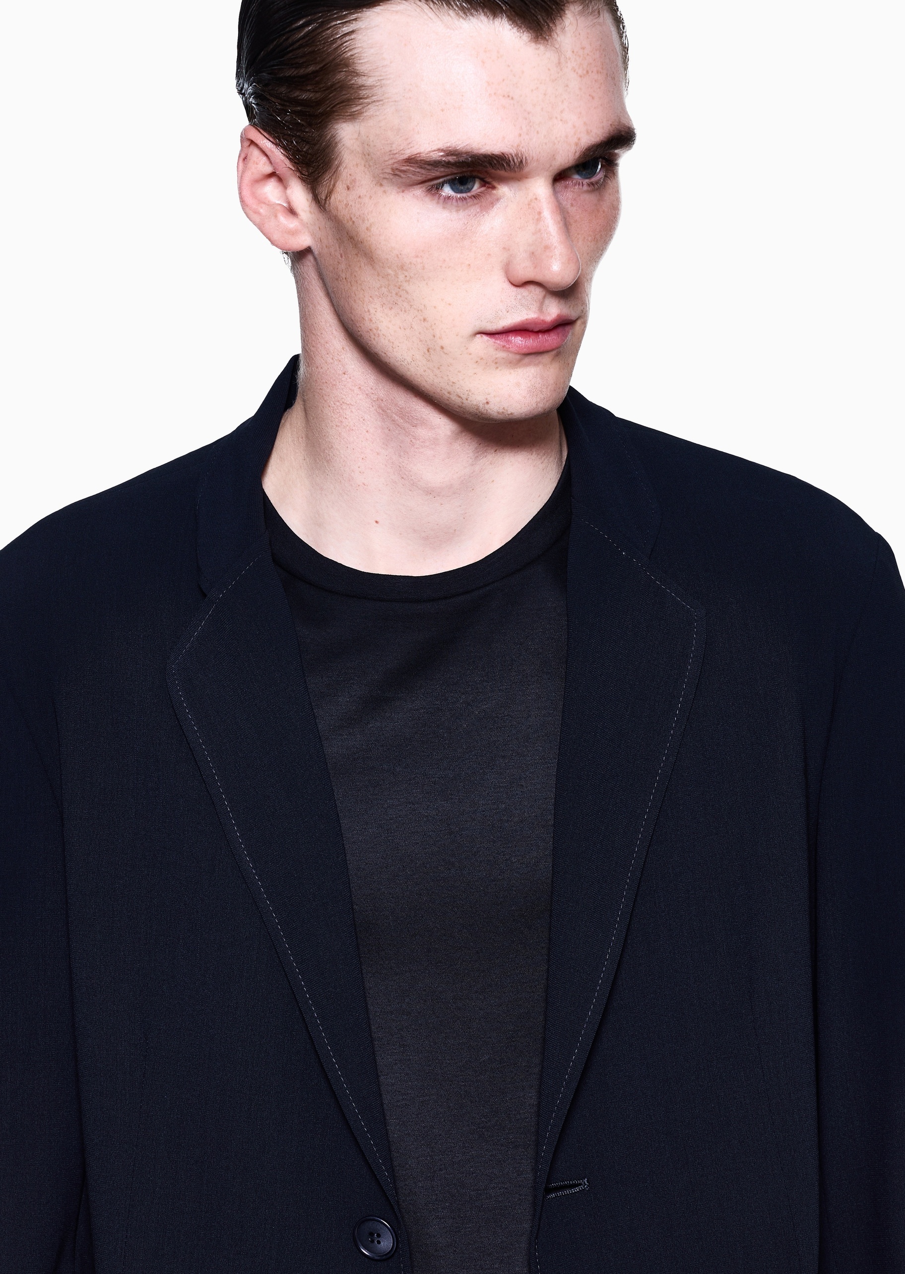 Giorgio Armani 男士全绵羊毛合身长袖平驳领单排扣西装外套