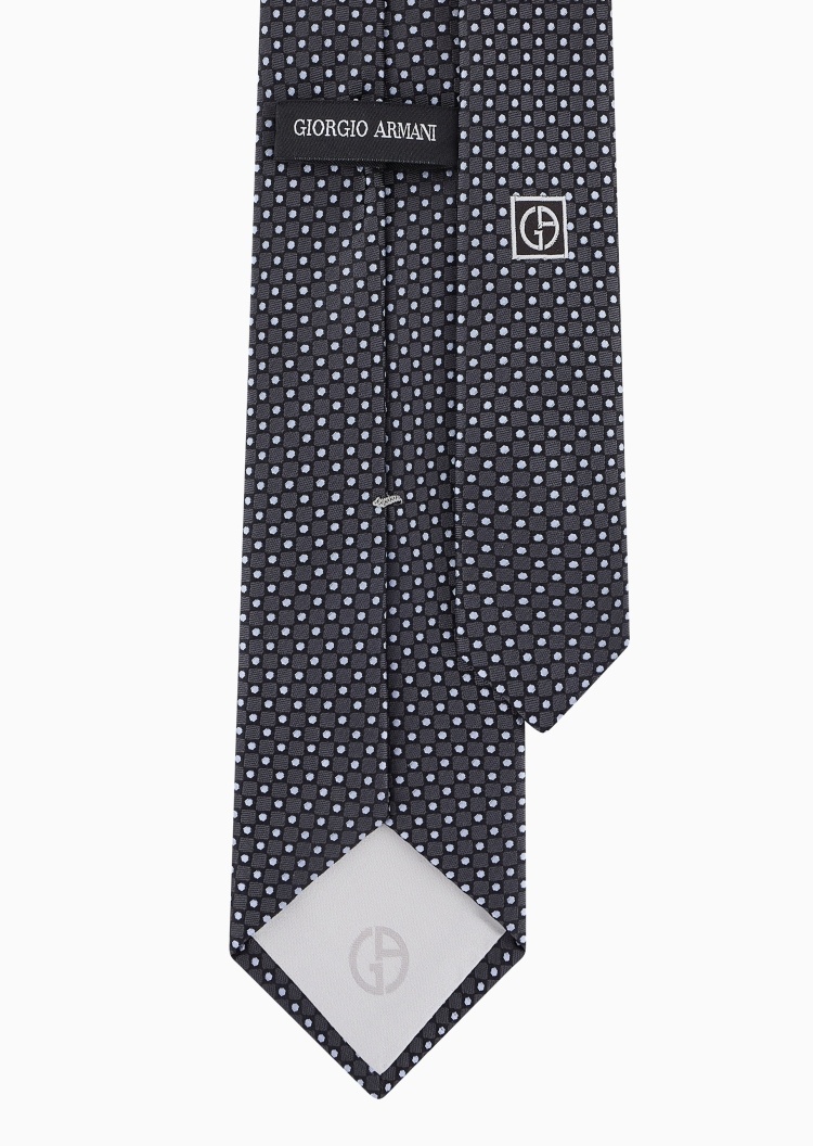 Giorgio Armani 男士桑蚕丝手打箭头型波点提花领带
