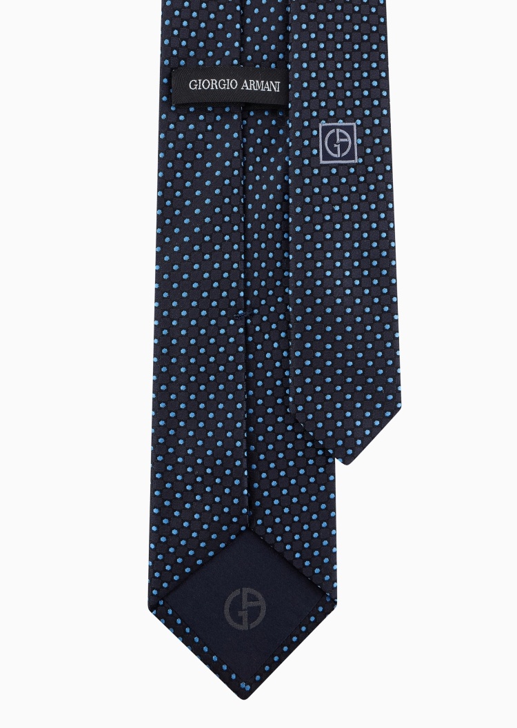 Giorgio Armani 男士桑蚕丝手打箭头型波点提花领带