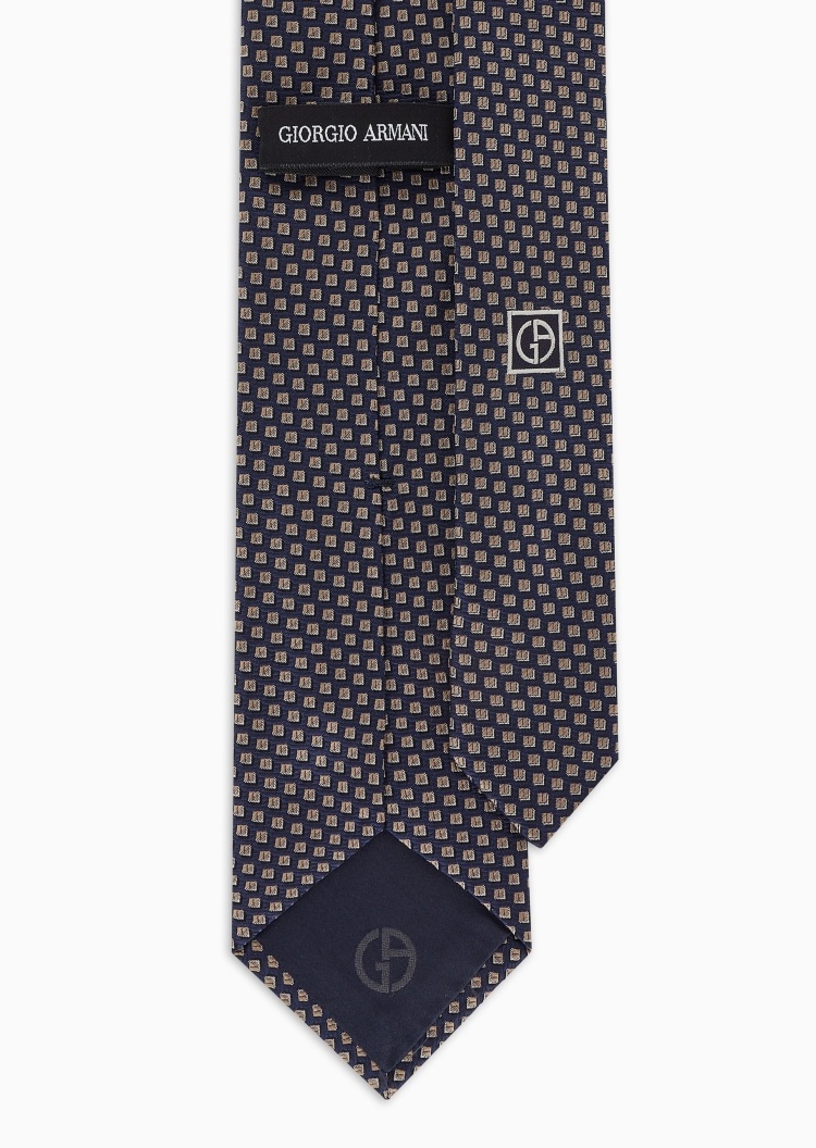 Giorgio Armani 男士桑蚕丝手打箭头型通体提花休闲领带