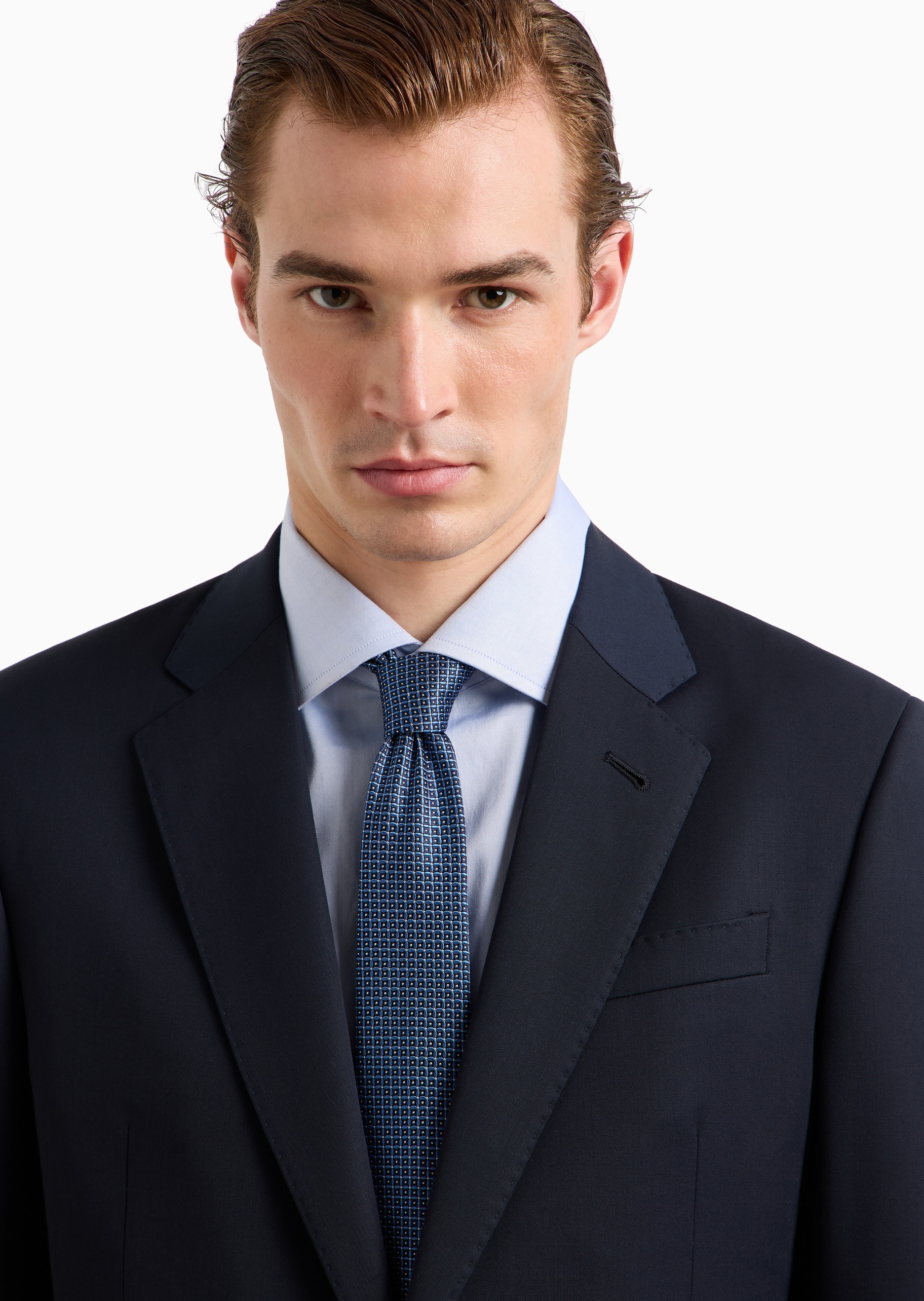 Giorgio Armani 男士桑蚕丝手打箭头型复古几何提花领带
