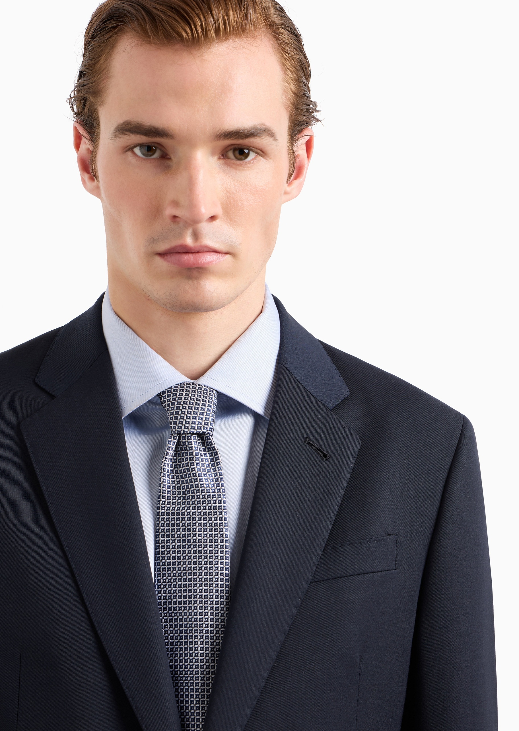 Giorgio Armani 男士桑蚕丝手打箭头型复古几何提花领带