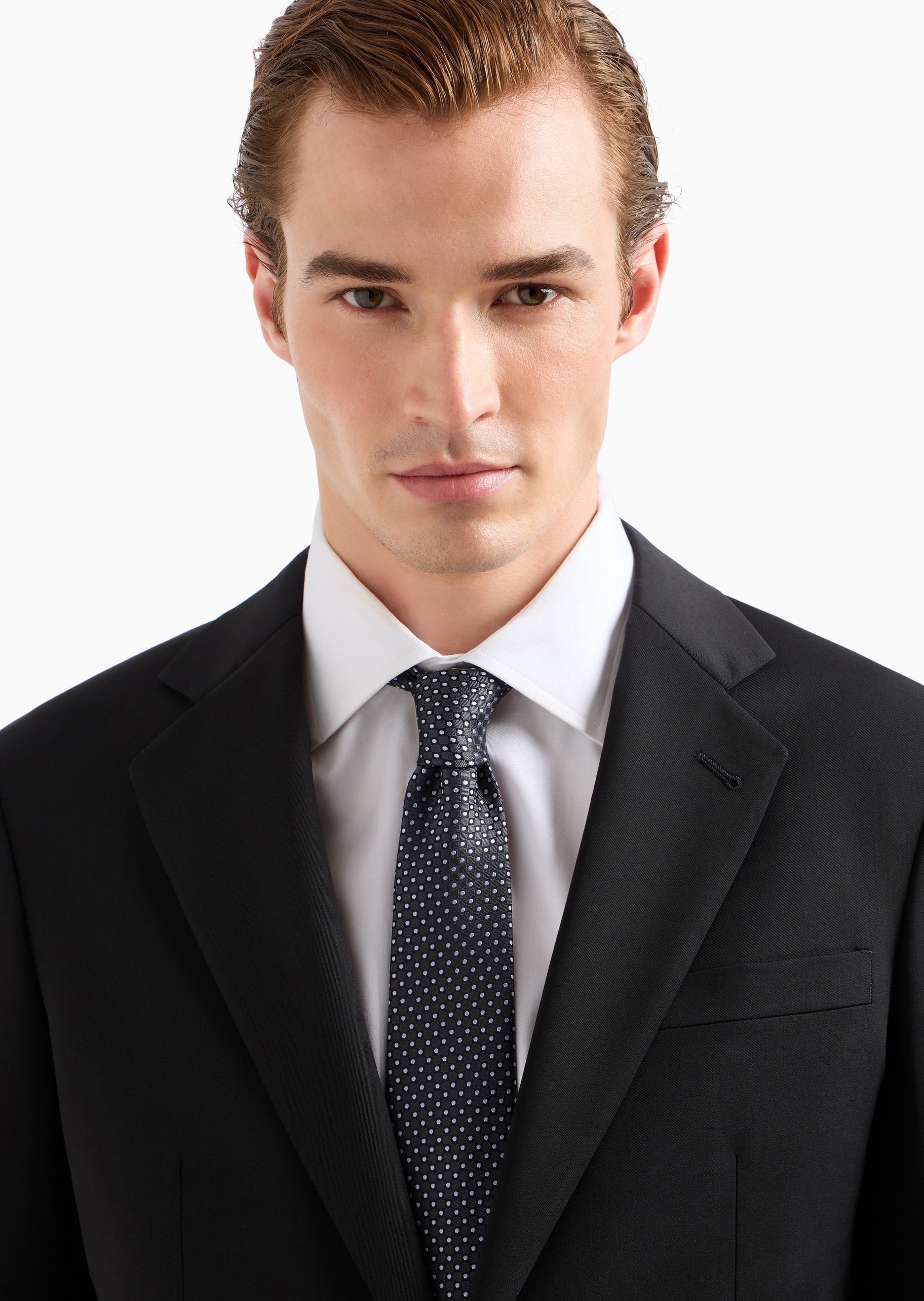 Giorgio Armani 男士桑蚕丝手打箭头型波点提花领带
