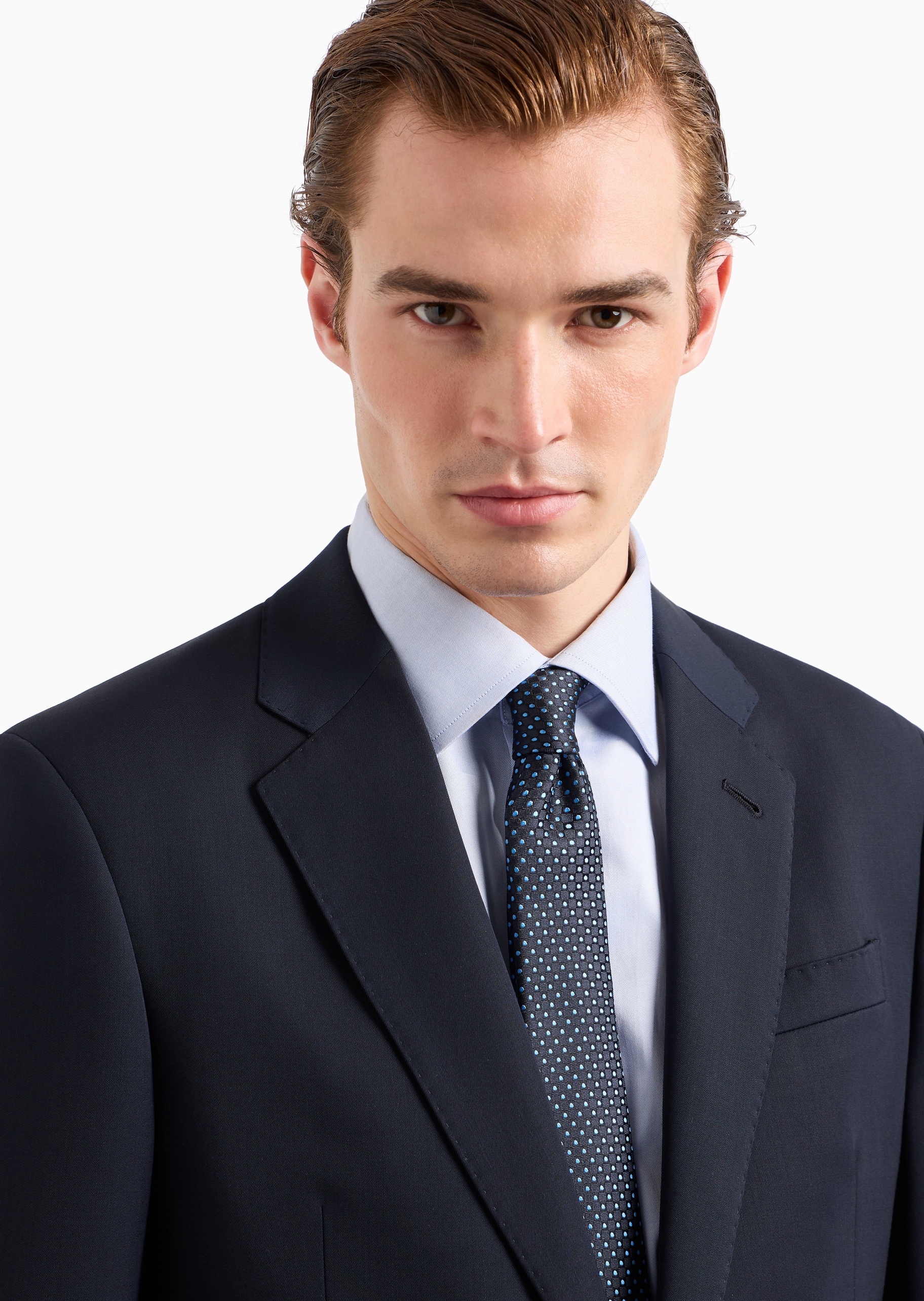 Giorgio Armani 男士桑蚕丝手打箭头型波点提花领带