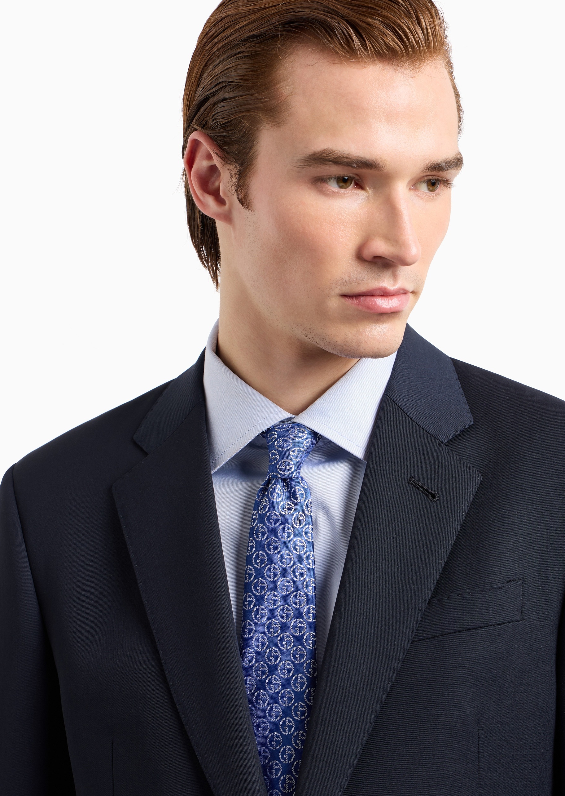 Giorgio Armani 男士桑蚕丝手打箭头型标识提花领带