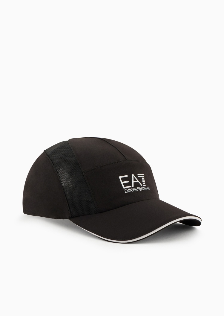 EA7 男女同款弹力魔术贴圆顶弯檐遮阳网球棒球帽
