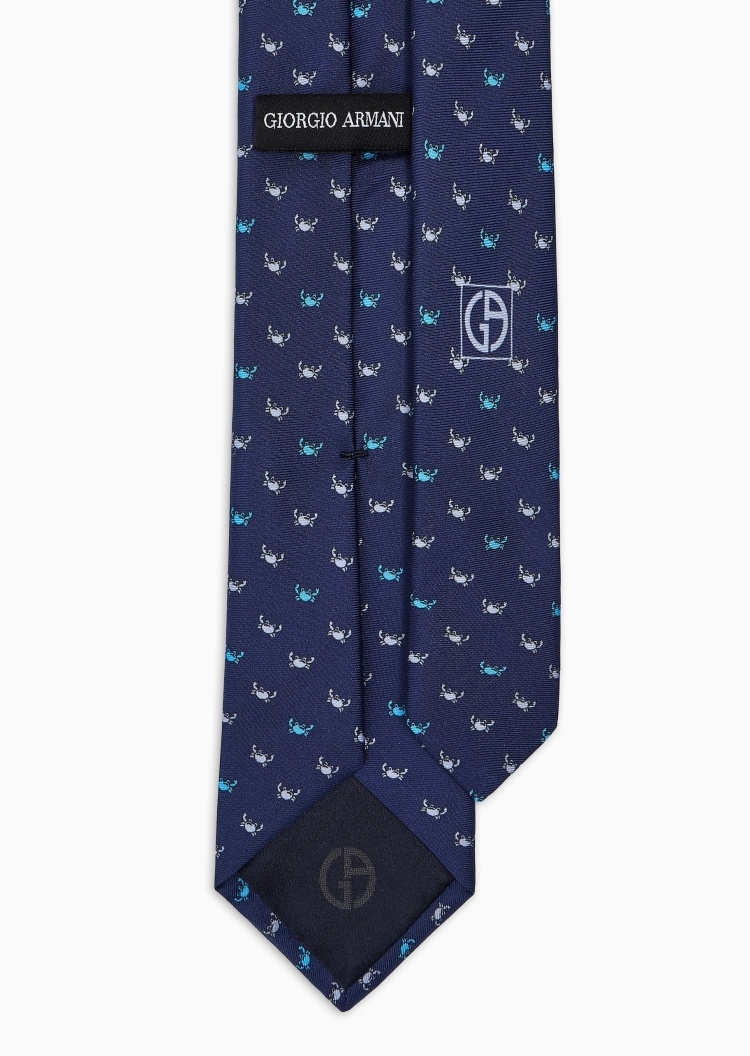 Giorgio Armani 男士桑蚕丝手打箭头型假日风印花领带