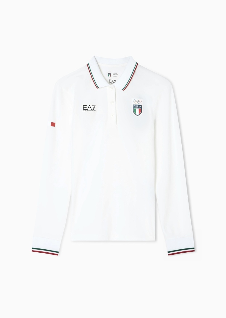 EA7 男士长袖翻领运动训练Polo衫