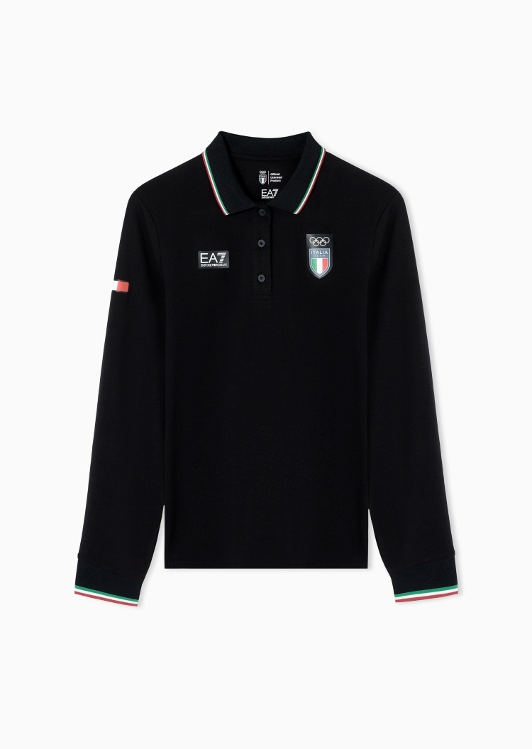 EA7 男士长袖翻领运动训练Polo衫