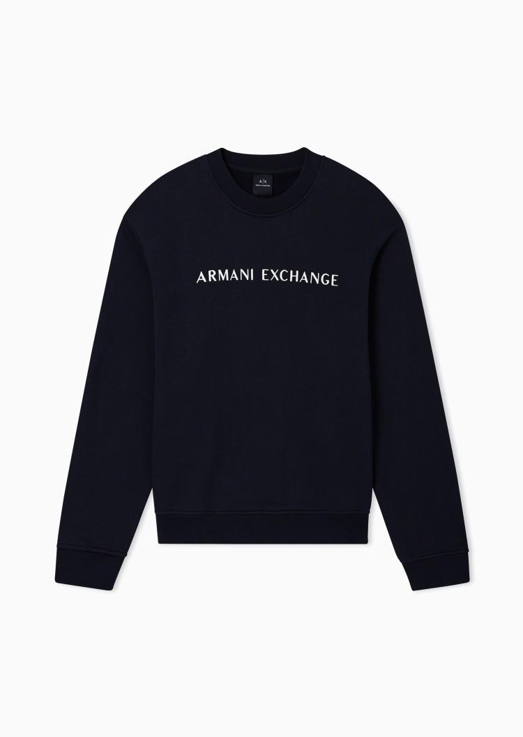 ARMANI EXCHANGE 男士纯棉重磅宽松长袖圆领刺绣卫衣