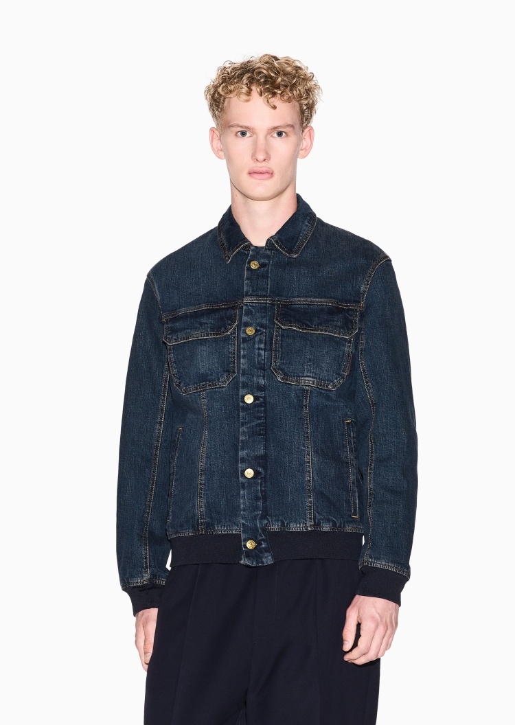 ARMANI EXCHANGE 男士纯棉长袖翻领复古工装休闲夹克