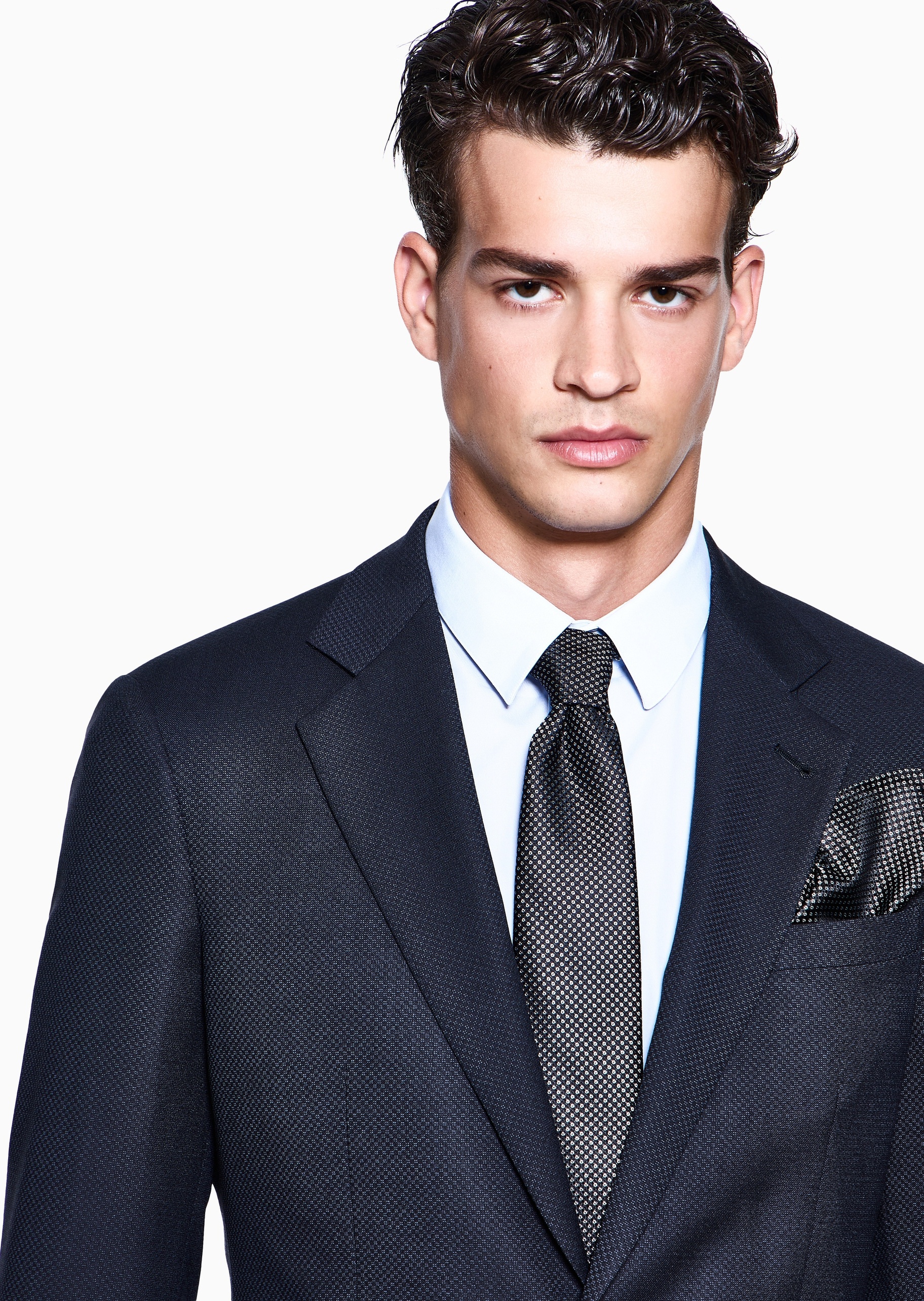 Giorgio Armani 男士桑蚕丝正方形撞色提花口袋巾