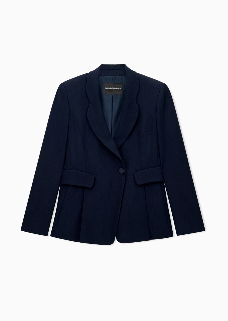 Emporio Armani 女士长袖平驳领单粒扣商务休闲西装外套