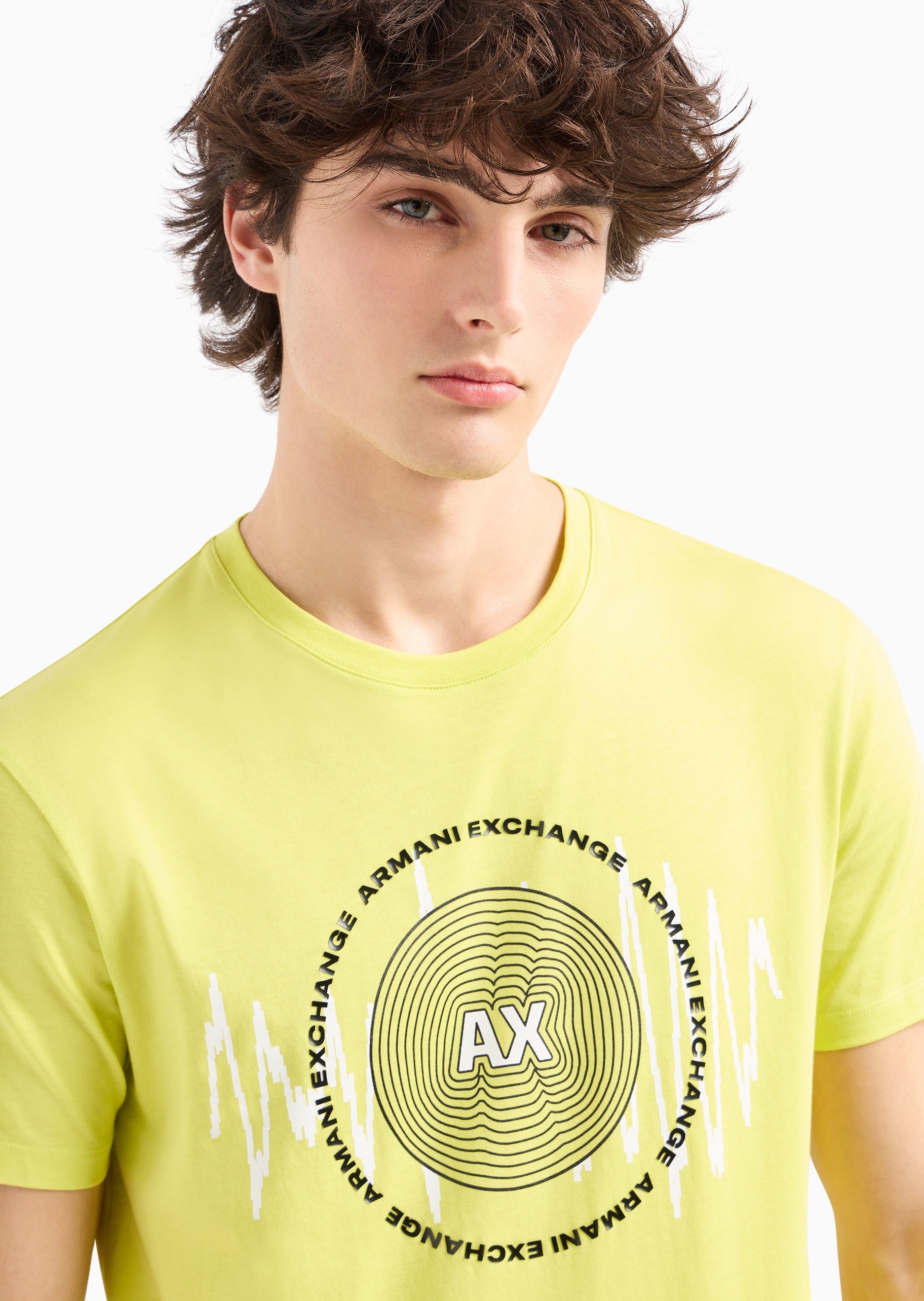 ARMANI EXCHANGE 男士全棉合身短袖圆领创意LOGO印花T恤