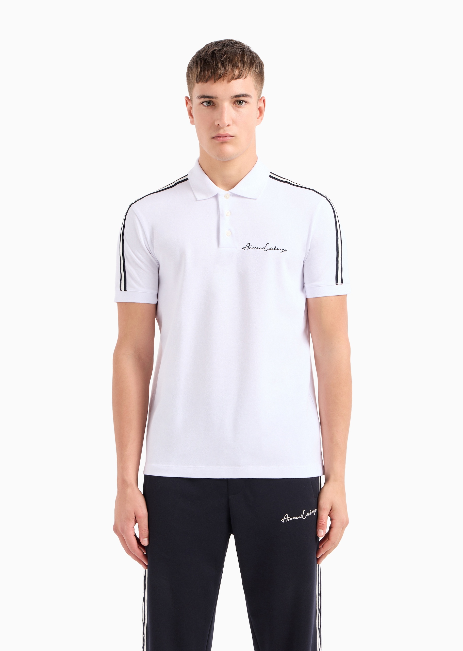 ARMANI EXCHANGE 男士纯棉微弹合身短袖翻领运动Polo衫