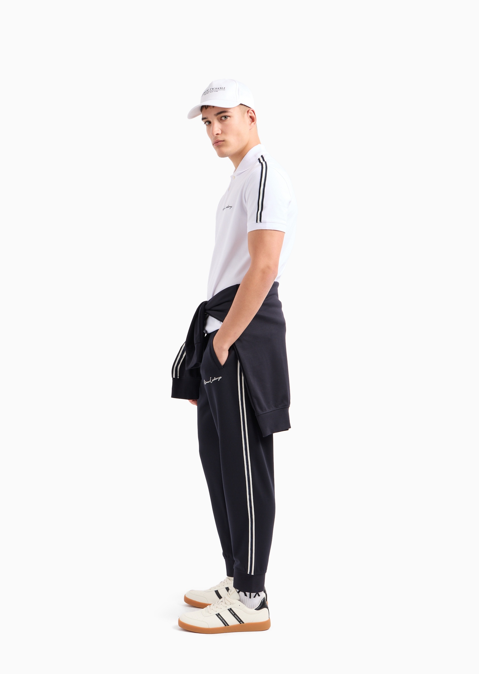 ARMANI EXCHANGE 男士纯棉微弹合身短袖翻领运动Polo衫