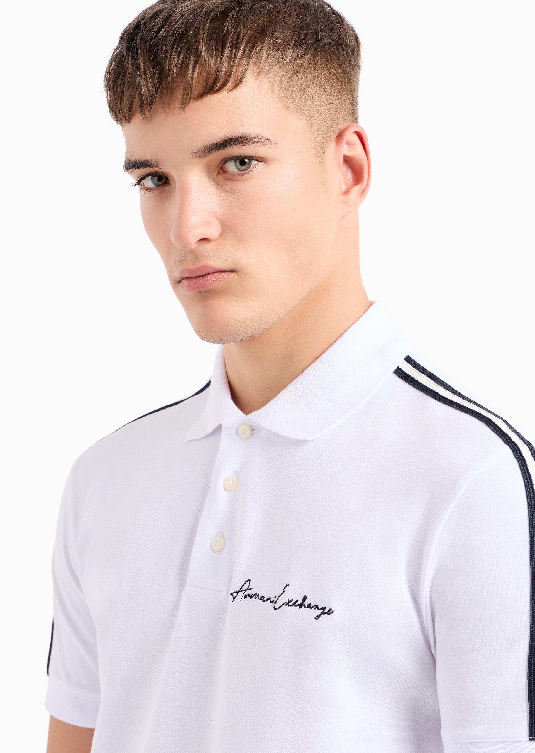 ARMANI EXCHANGE 男士纯棉微弹合身短袖翻领运动Polo衫