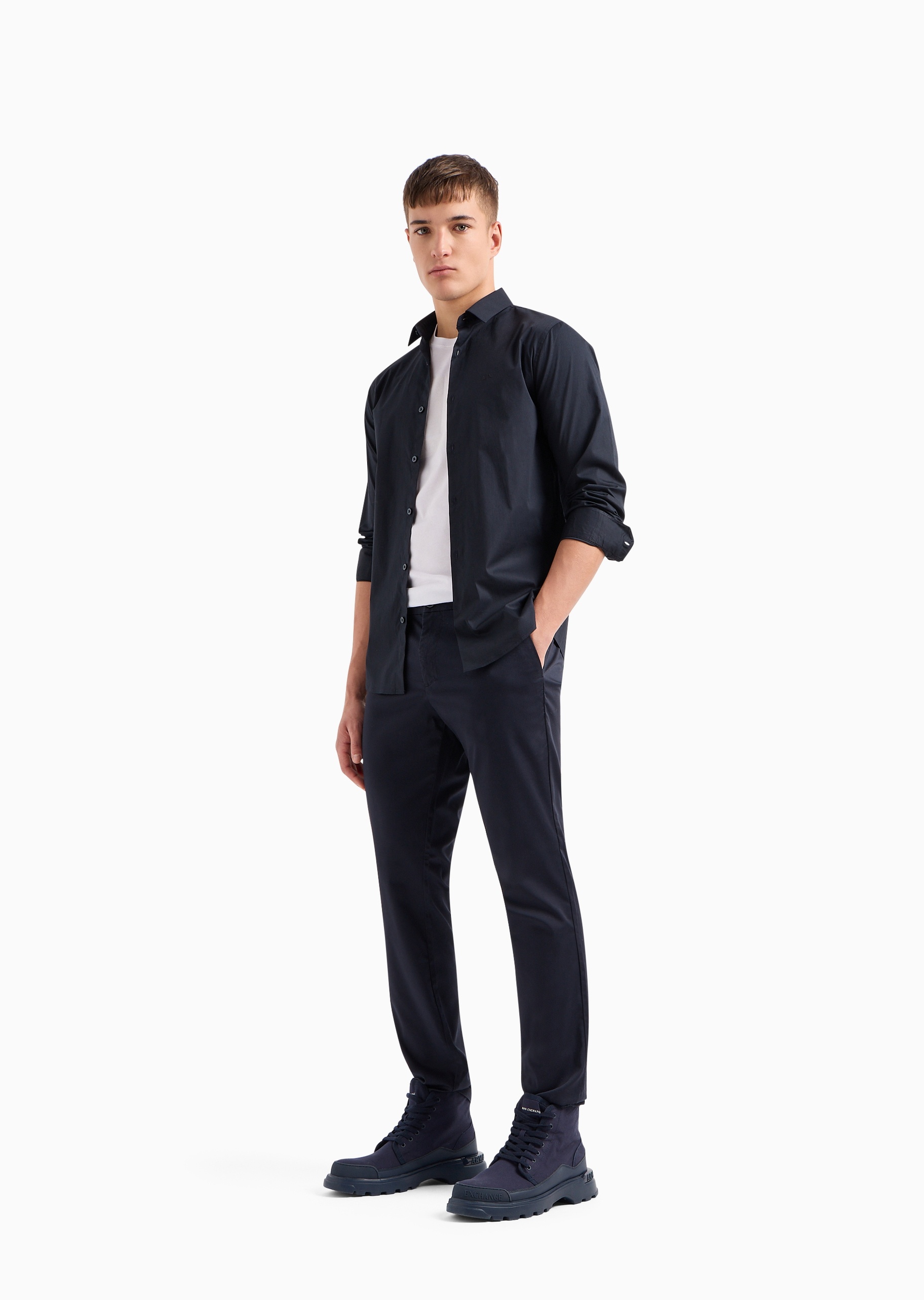ARMANI EXCHANGE 男士棉质微弹合身长款直筒小脚休闲裤