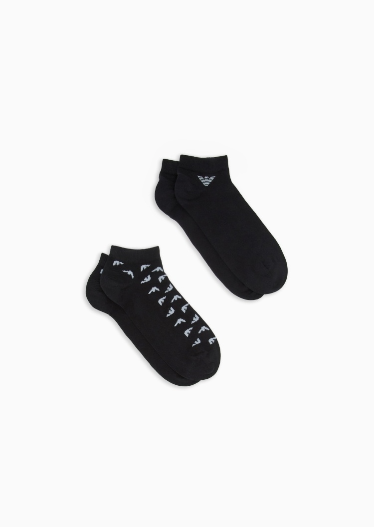 Emporio Armani 男士微弹短筒两双装鹰标提花袜子套装