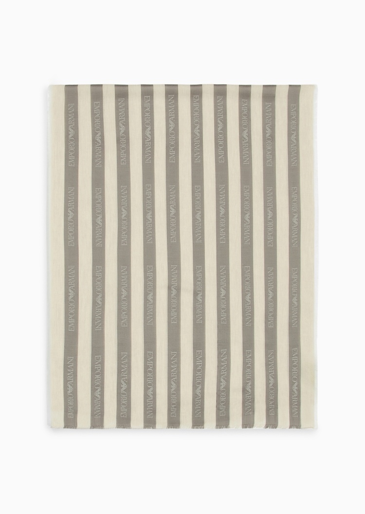 Emporio Armani 女士长方形短穗条纹休闲优雅围巾