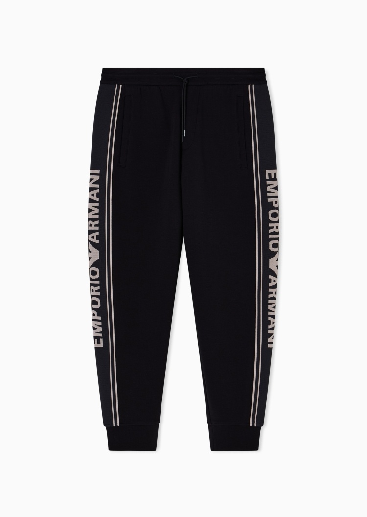 Emporio Armani 男士宽松休闲复古锥形束脚运动卫裤