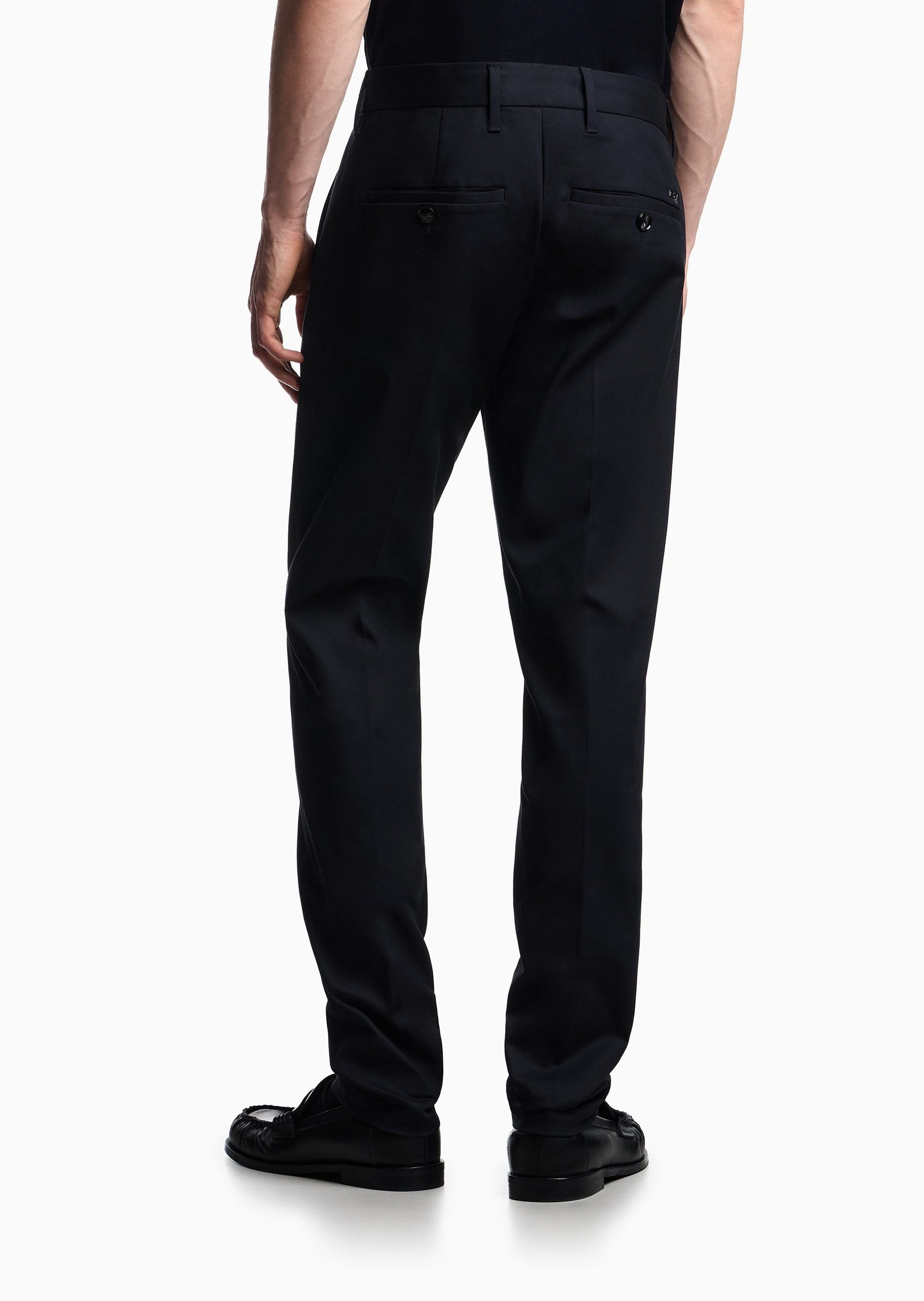 Emporio Armani 男士合身直筒微弹商务纯棉休闲裤