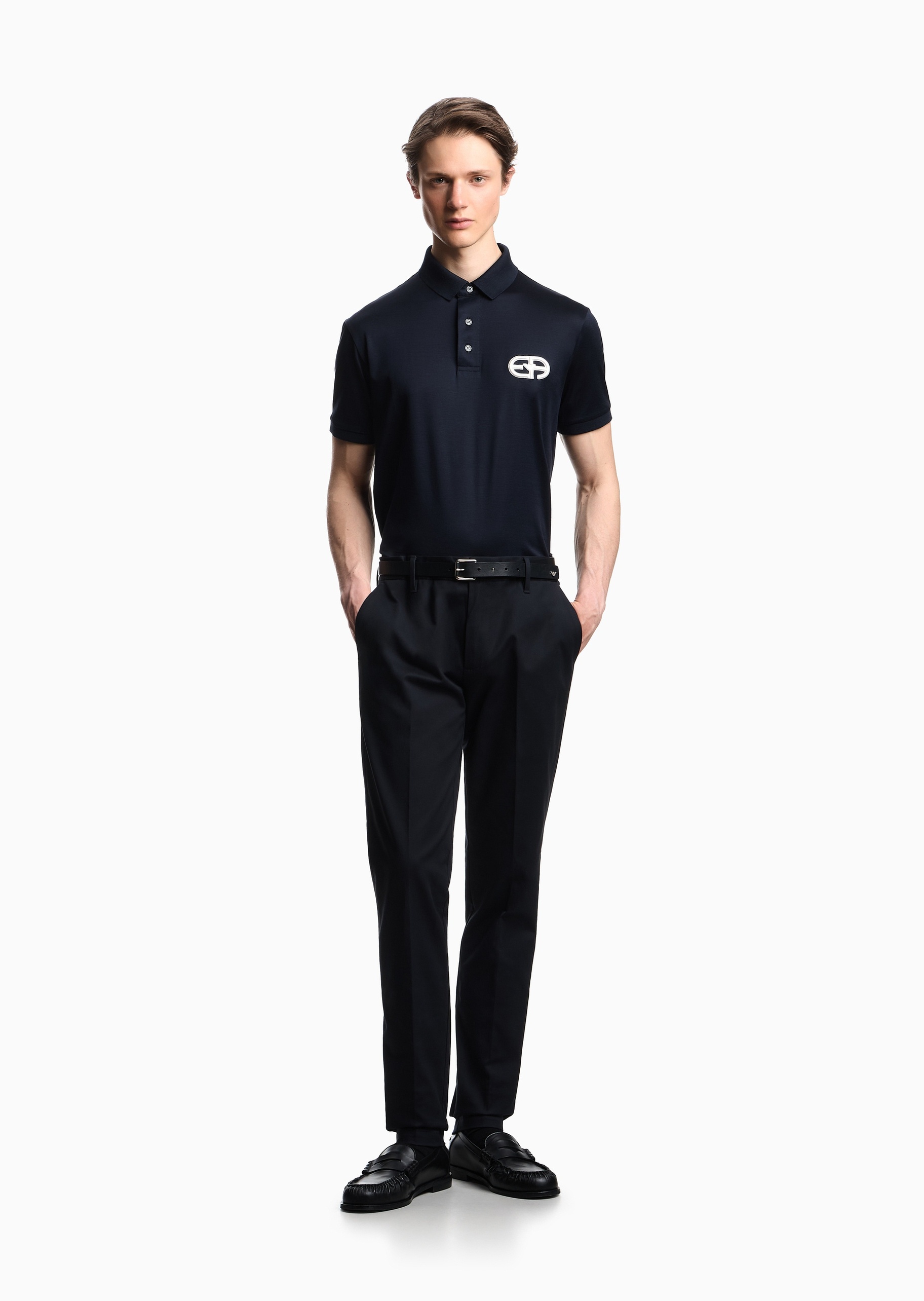 Emporio Armani 男士合身直筒微弹商务纯棉休闲裤