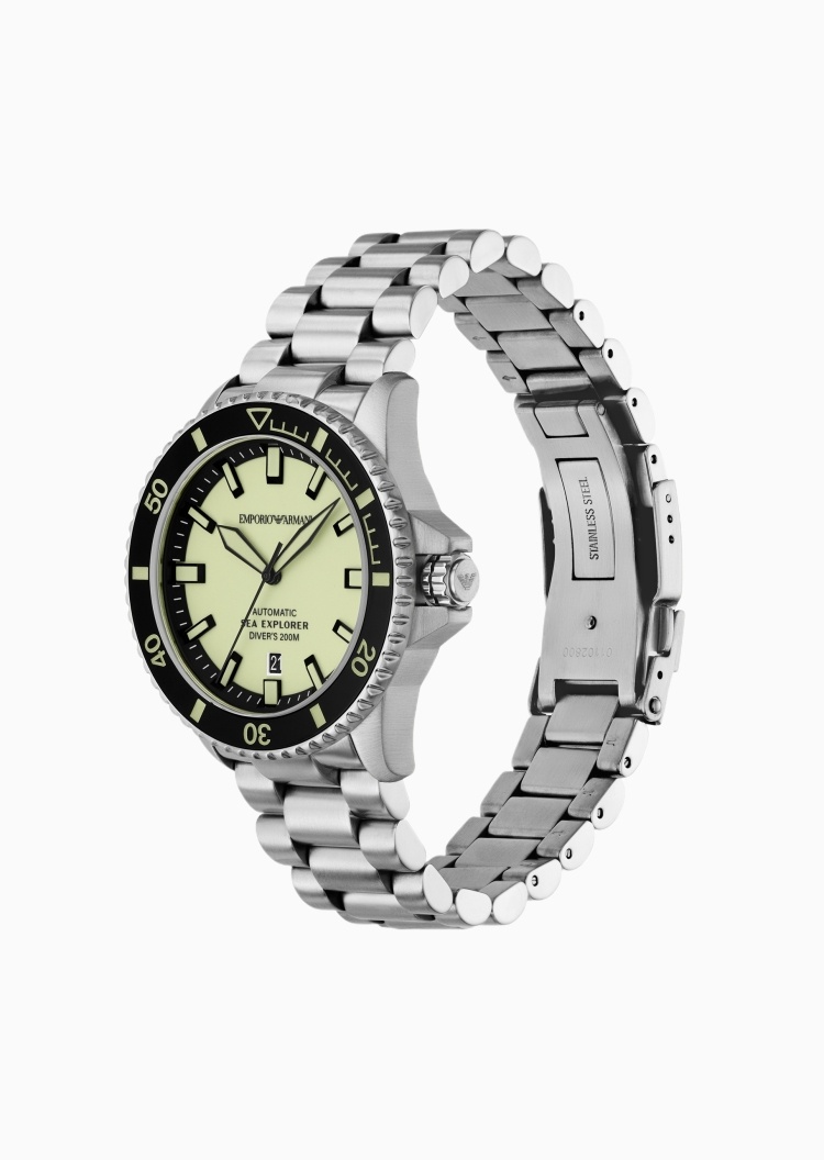 Emporio Armani 男士大表盘钢带运动机械手表腕表